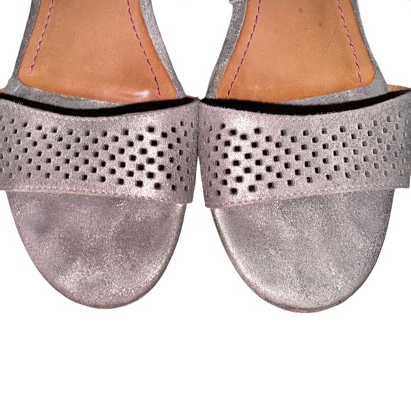 TRASK DESIGNER metallic pewter leather wedges women’s shoes size 6 - Picture 9 of 15